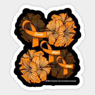 Faith Hope Love Orange Ribbon Multiple Sclerosis Awareness Sticker